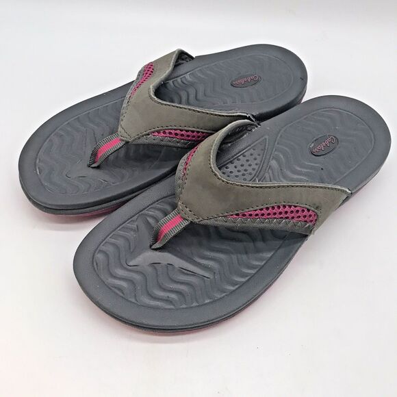 Cabela’s Sport Sandals Women's 6 Gray & Hot Pink Slip On Waterproof Flip Flops - Picture 7 of 10